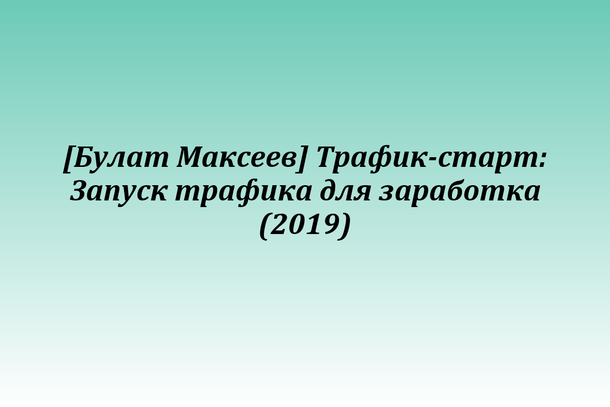 [Булат Максеев] Трафик-старт: Запуск трафика для заработка (2019)