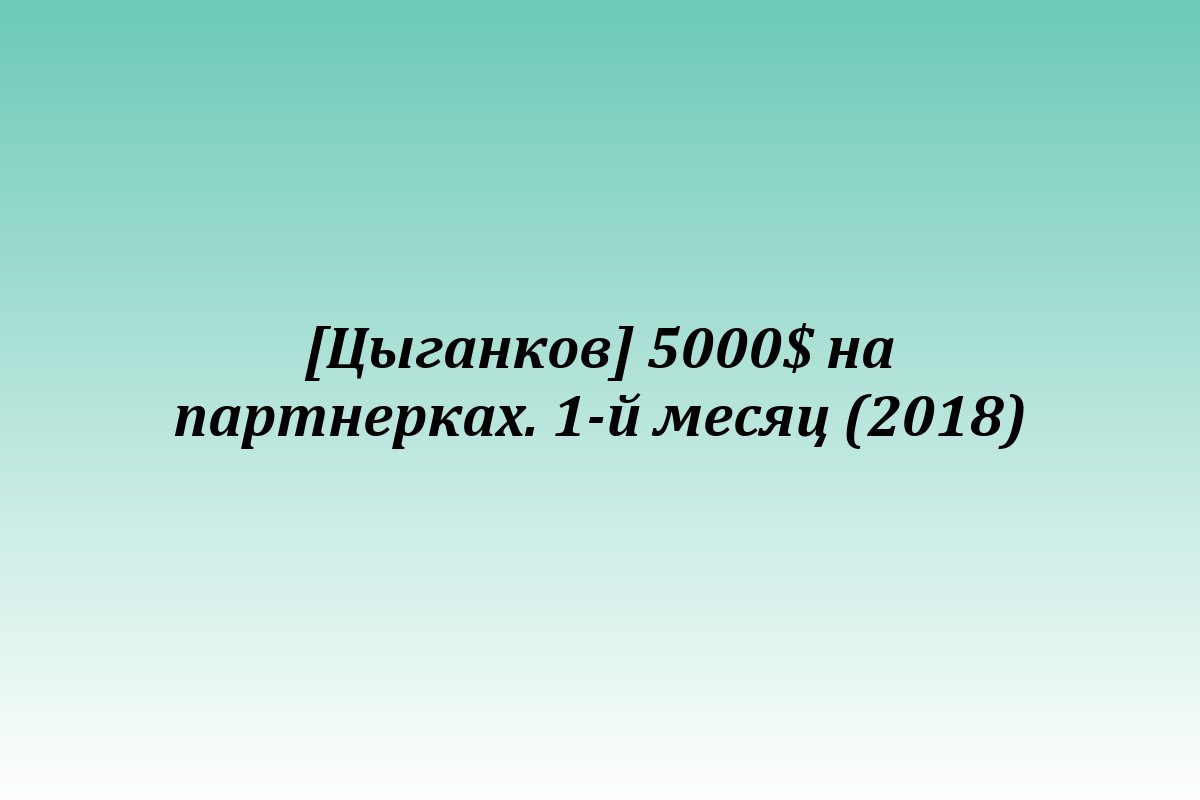 [Цыганков] 5000$ на партнерках. 1-й месяц (2018)