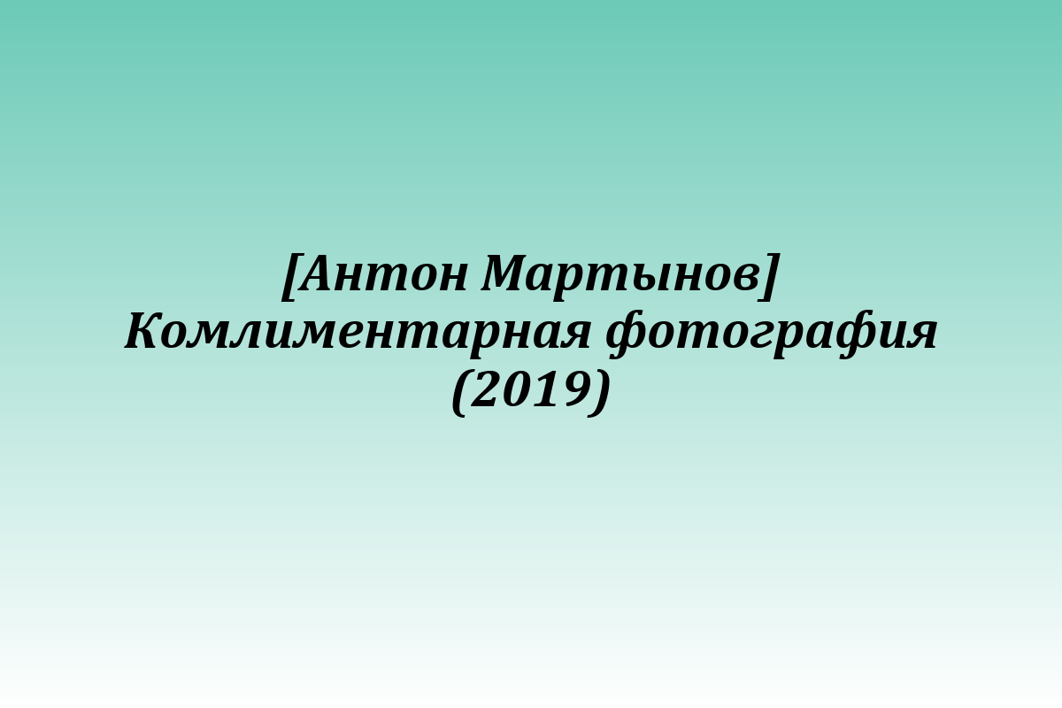 [Антон Мартынов] Комлиментарная фотография (2019)