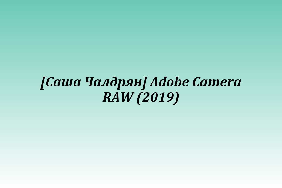 [Саша Чалдрян] Adobe Camera RAW (2019)