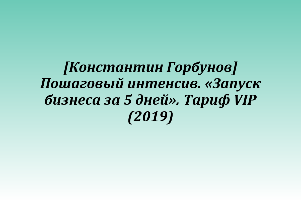[Константин Горбунов] Пошаговый интенсив. «Запуск бизнеса за 5 дней». Тариф VIP (2019)