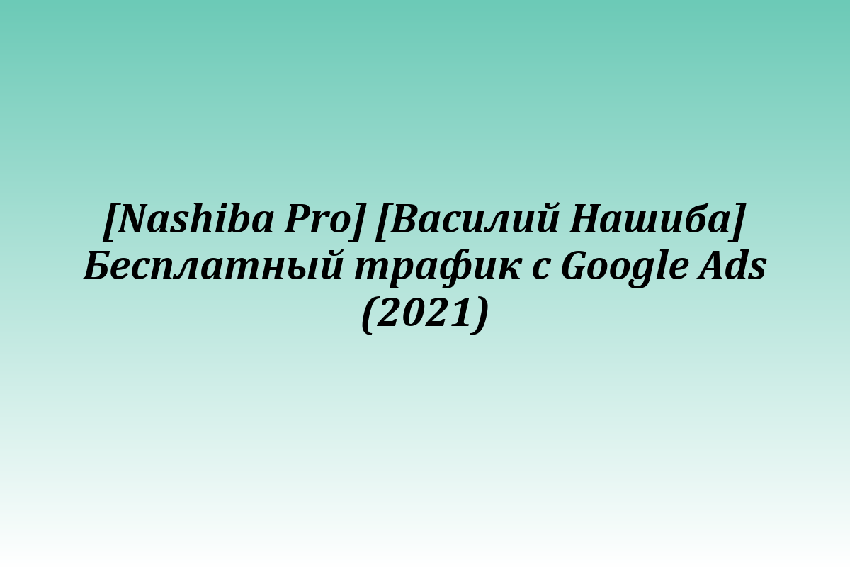 [Nashiba Pro] [Василий Нашиба] Бесплатный трафик с Google Ads (2021)