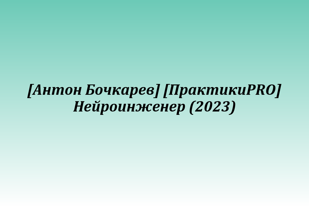 [Антон Бочкарев] [ПрактикиPRO] Нейроинженер (2023)