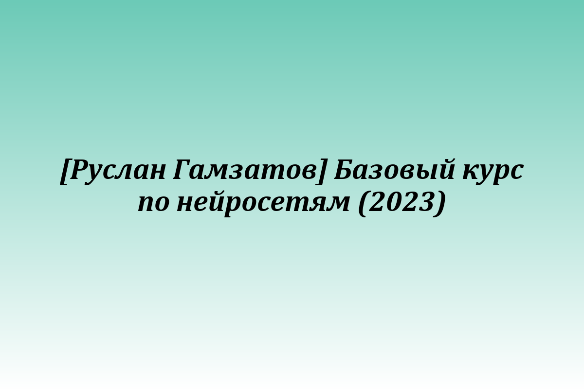 [Руслан Гамзатов] Базовый курс по нейросетям (2023)